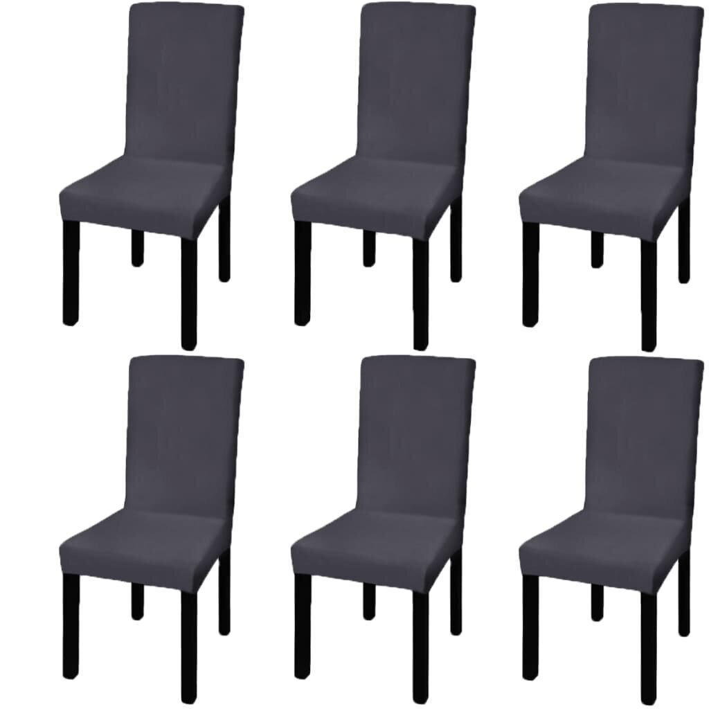 vidaXL krēslu pārvalki, 6 gab., elastīgi, antracīta pelēki cena un informācija | Mēbeļu pārvalki | 220.lv