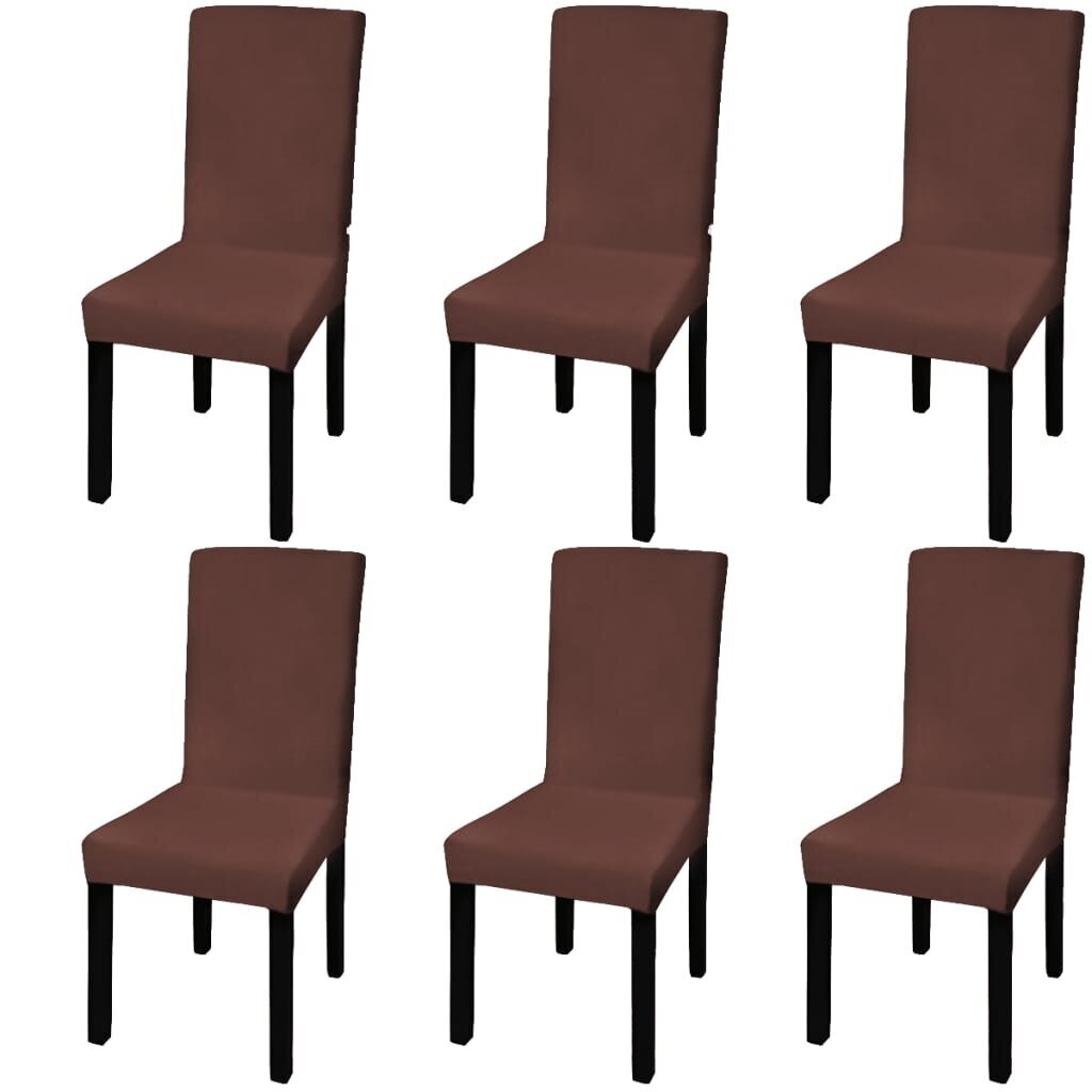 vidaXL krēslu pārvalki, 6 gab., elastīgi, brūni cena un informācija | Mēbeļu pārvalki | 220.lv