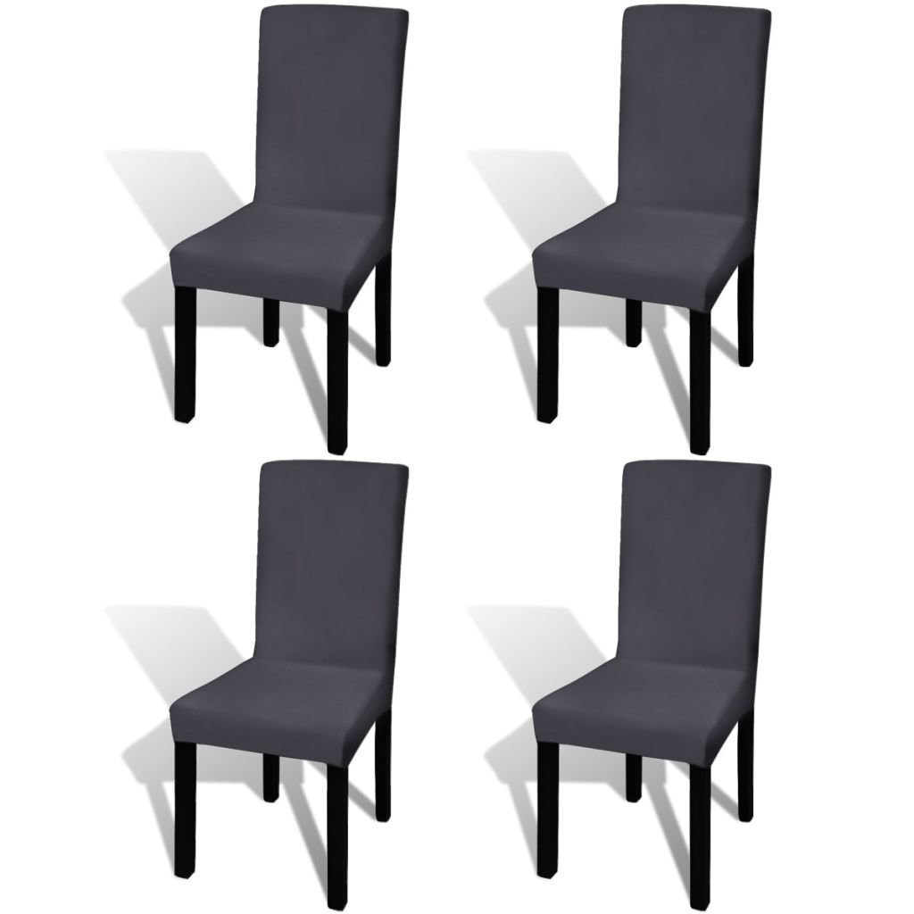 vidaXL krēslu pārvalki, 4 gab., gludi, elastīgi, antracīta krāsā cena un informācija | Mēbeļu pārvalki | 220.lv