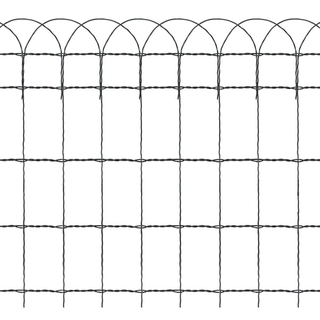vidaXL dārza nožogojums, pulverkrāsota dzelzs, 25x0,65 m cena un informācija | Žogi un piederumi | 220.lv