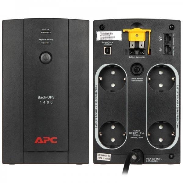 APC Back-UPS 1400VA, 230V, AVR, Schuko цена и информация | UPS- Nepārtrauktās barošanas bloki | 220.lv