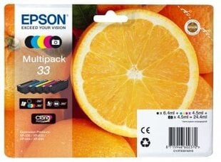 Комплект картриджей Epson № 33 (C13T33374011), черный, голубой, пурпурный, черный фото, желтый картридж для струйных принтеров цена и информация | Картриджи для струйных принтеров | 220.lv