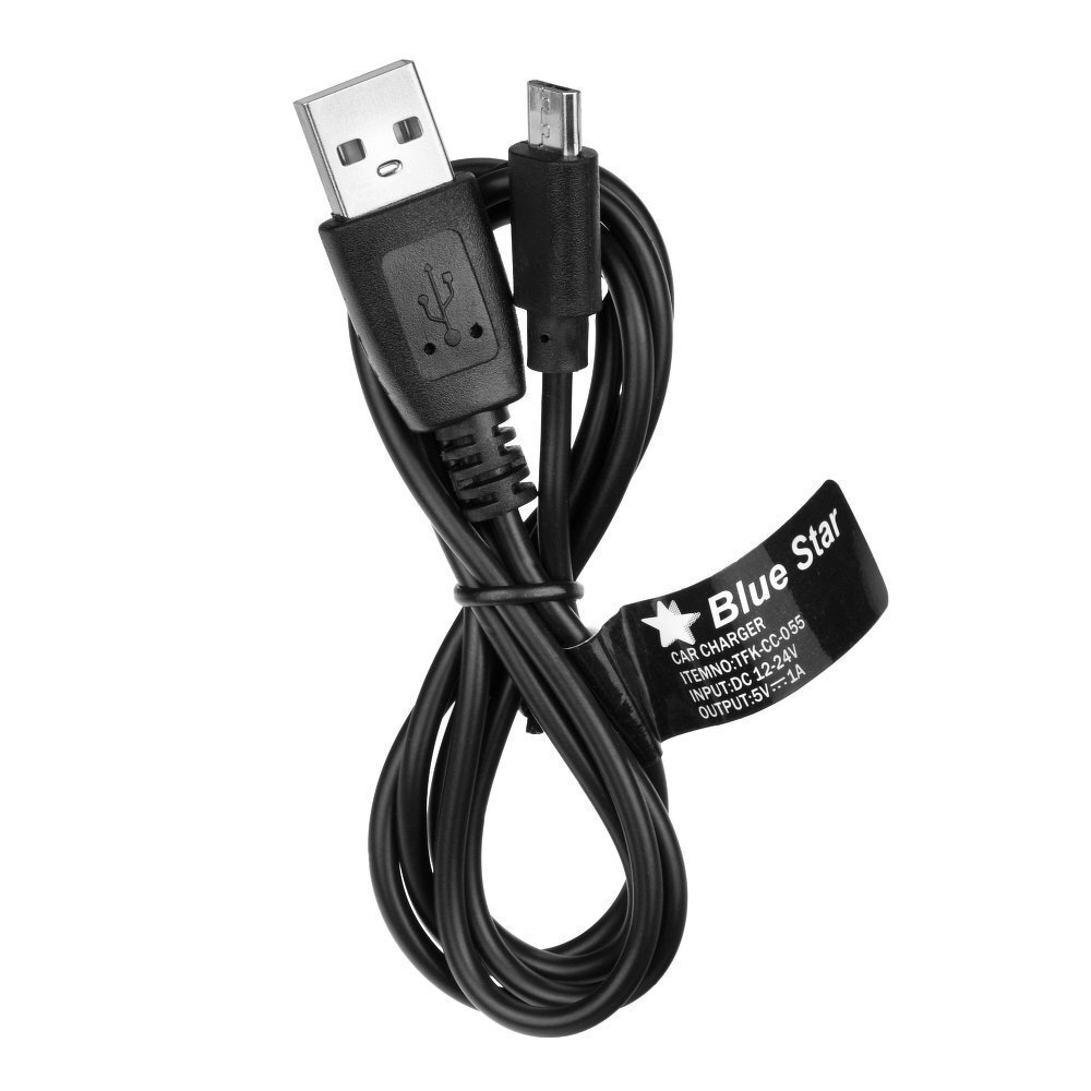 BlueStar Auto Lādētājs 12 V / 24 V / 1000 mA + Micro USB Melns cena un informācija | Lādētāji un adapteri | 220.lv