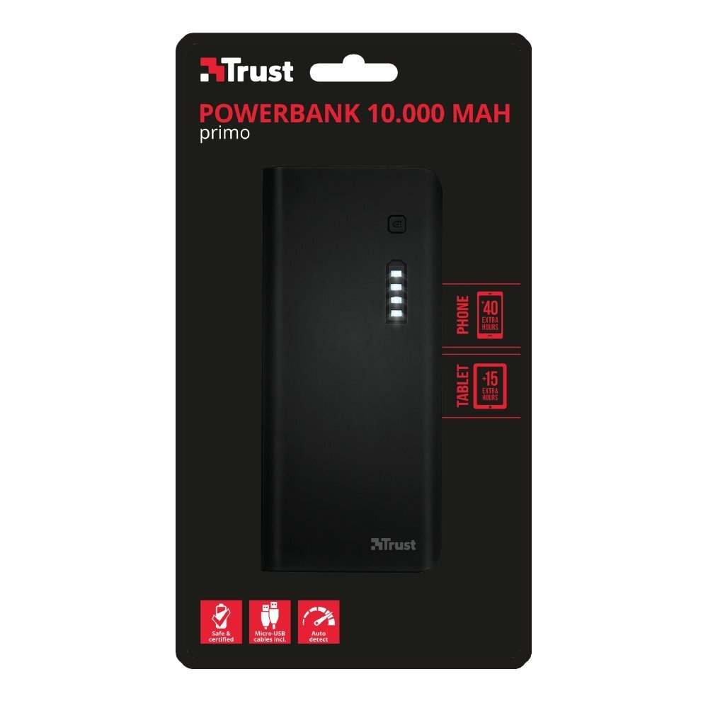 Trust Primo Powerbank 2 x USB, 10000 mAh цена и информация | Lādētāji-akumulatori (Power bank) | 220.lv