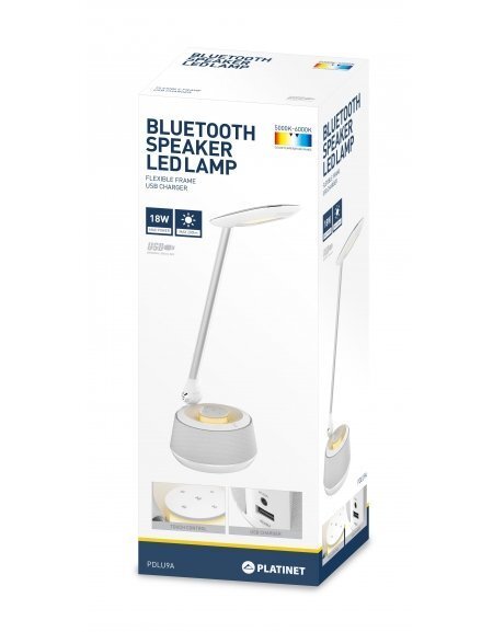 Platinet galda lampa ar skaļruni un USB lādētāju PDLU9A 18W (44123) cena un informācija | Galda lampas | 220.lv