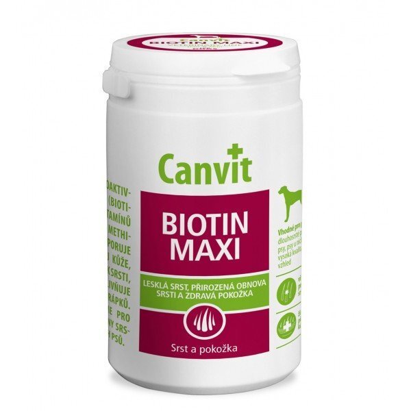 Vitamīni suņiem tabletēs Canvit Biotin Maxi N230, 230g cena un informācija | Vitamīni, uztura bagātinātāji, pretparazītu līdzekļi suņiem | 220.lv