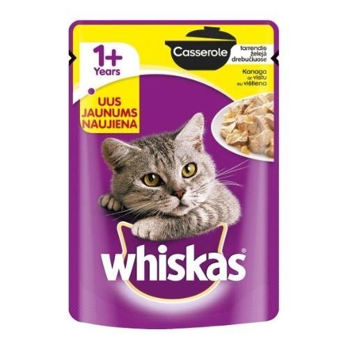 Pilnvērtīga barība pieaugušiem kaķiem, 28 gab. "Whiskas" ar vistu 85 g, 28 gab. cena un informācija | Konservi kaķiem | 220.lv
