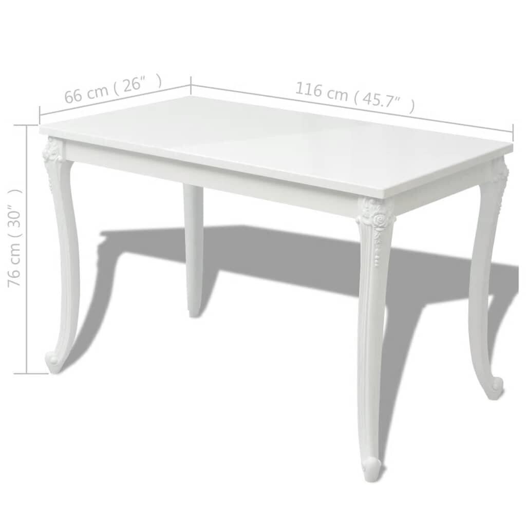 vidaXL virtuves galds, 116x66x76 cm, spīdīgi balts cena un informācija | Virtuves galdi, ēdamgaldi | 220.lv