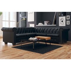 vidaXL 5-vietīgs Chesterfield dīvāns, melna mākslīgā āda цена и информация | Угловые диваны | 220.lv