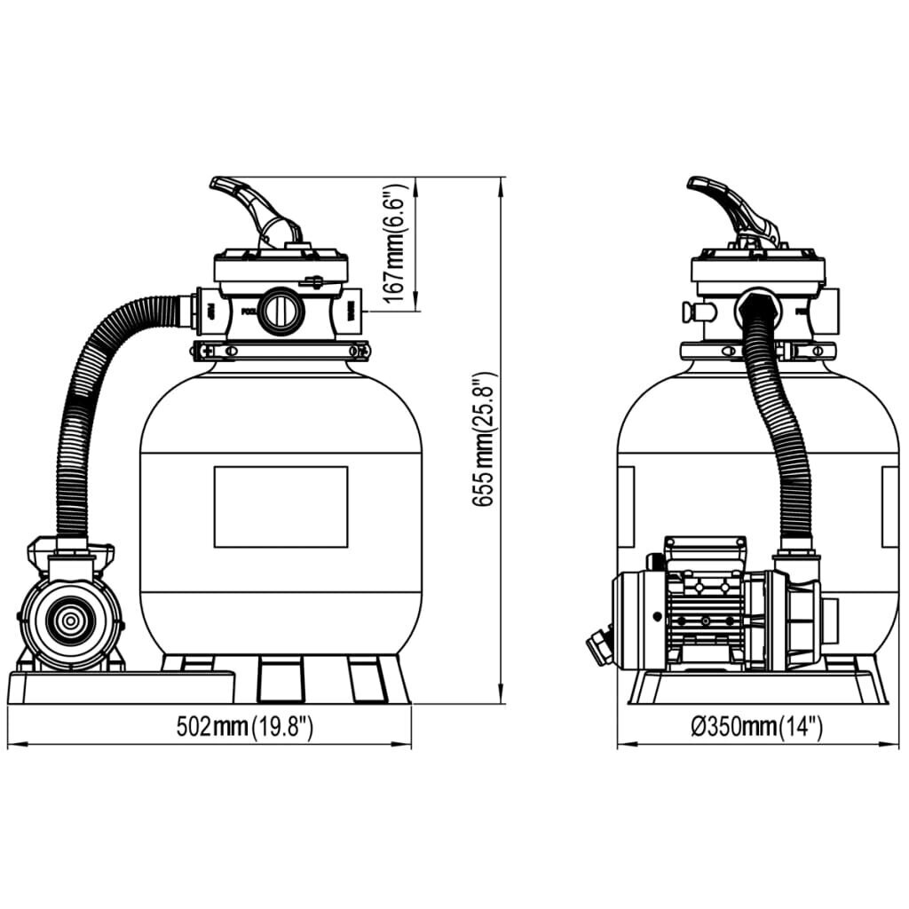 vidaXL baseina sūknis ar smilšu filtru, 600 W, 17000 l/h cena un informācija | Baseina filtri | 220.lv