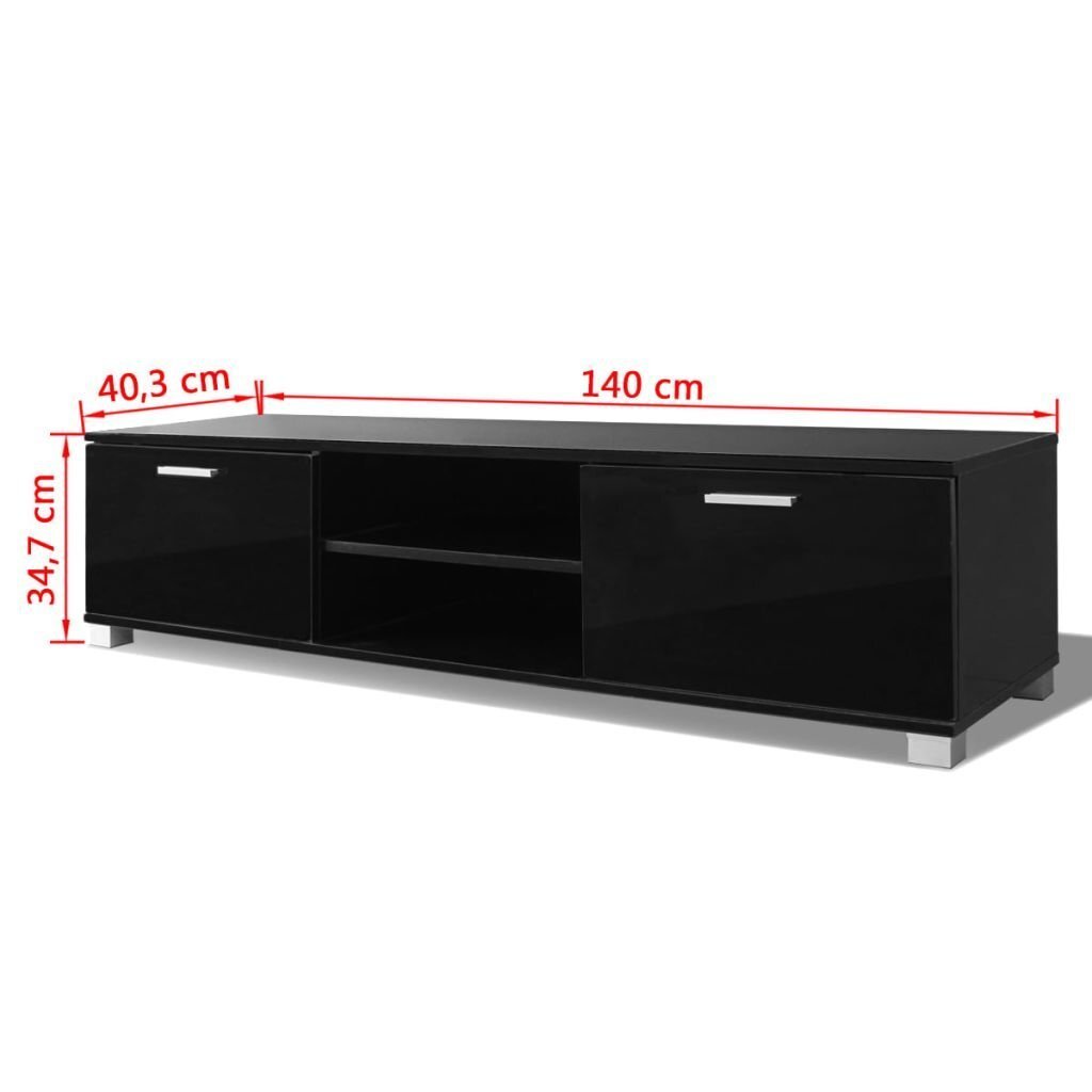 vidaXL TV galdiņš, spīdīgi melns, 140x40,3x34,7 cm цена и информация | TV galdiņi | 220.lv