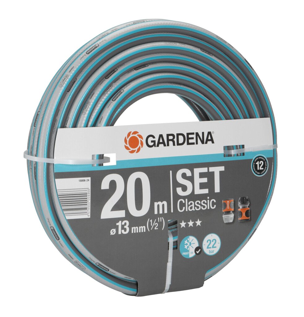 Gardena Classic šļūtene 13 mm, 20 m, ar savienojumiem цена и информация | Laistīšanas sistēmas | 220.lv