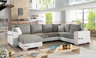 Mīksts stūra dīvāns Marco, balts / pelēks cena un informācija | Stūra dīvāni | 220.lv