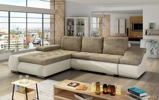 Ontario mīksts stūra dīvāns, brūns/krēma cena un informācija | Stūra dīvāni | 220.lv