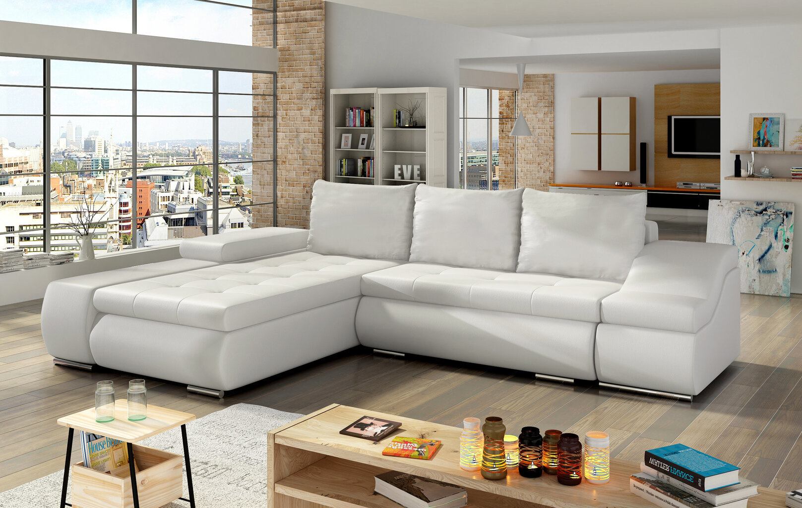 Mīksts stūra dīvāns Ontario, balts цена и информация | Stūra dīvāni | 220.lv