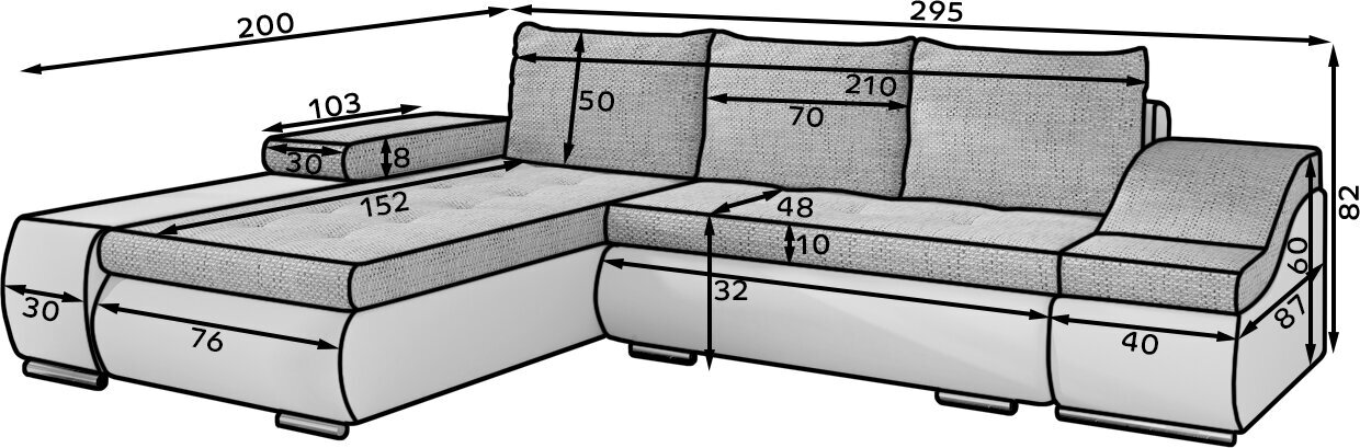 Mīksts stūra dīvāns Ontario, krēmkrāsas цена и информация | Stūra dīvāni | 220.lv