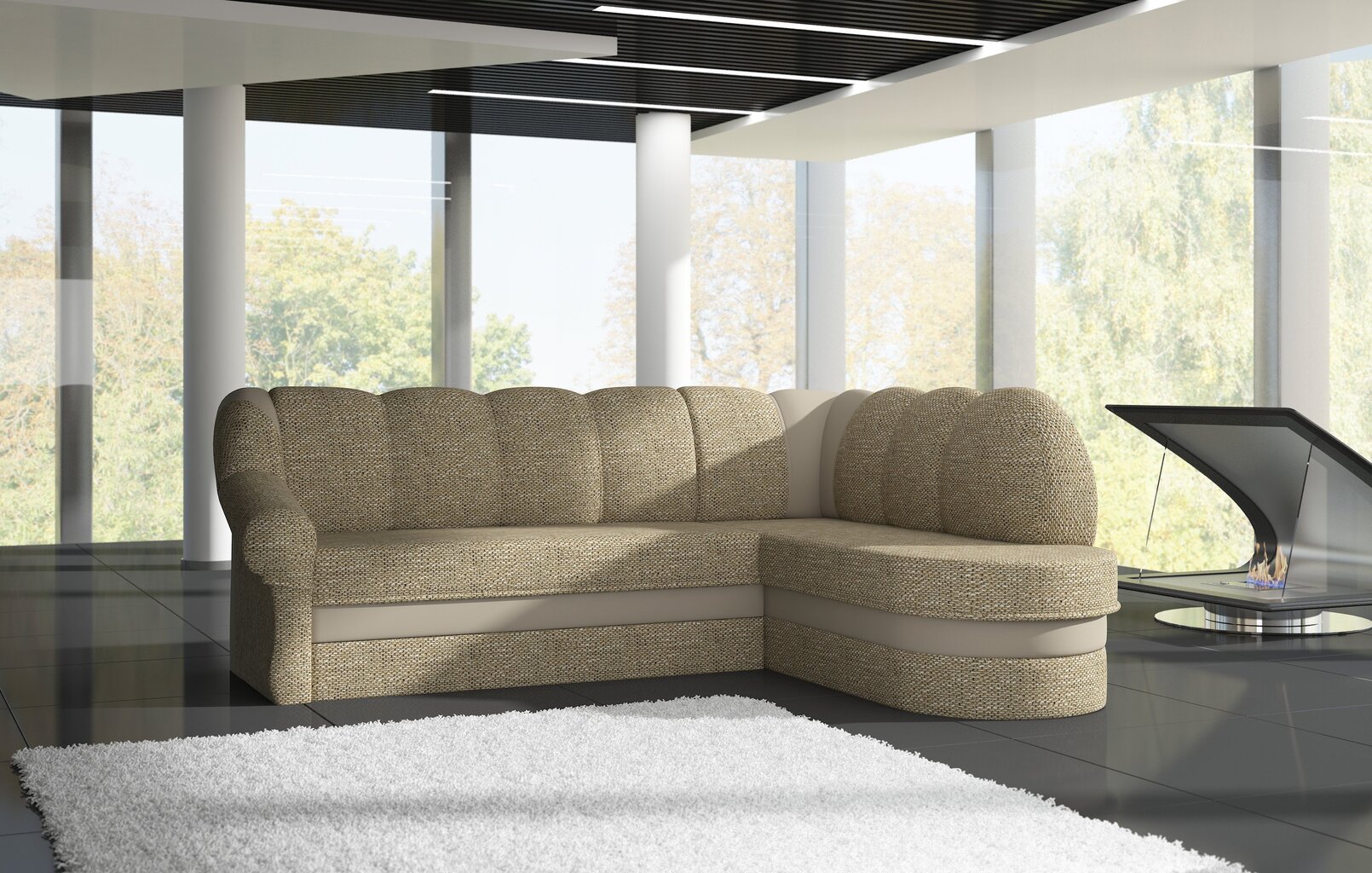 Stūra dīvāns Benano, smilšu krāsas cena un informācija | Stūra dīvāni | 220.lv