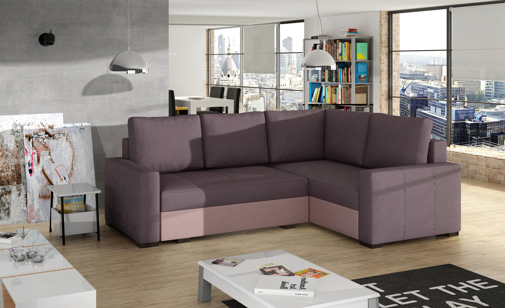 Mīksts stūra dīvāns Corona, purpura / violets cena un informācija | Stūra dīvāni | 220.lv