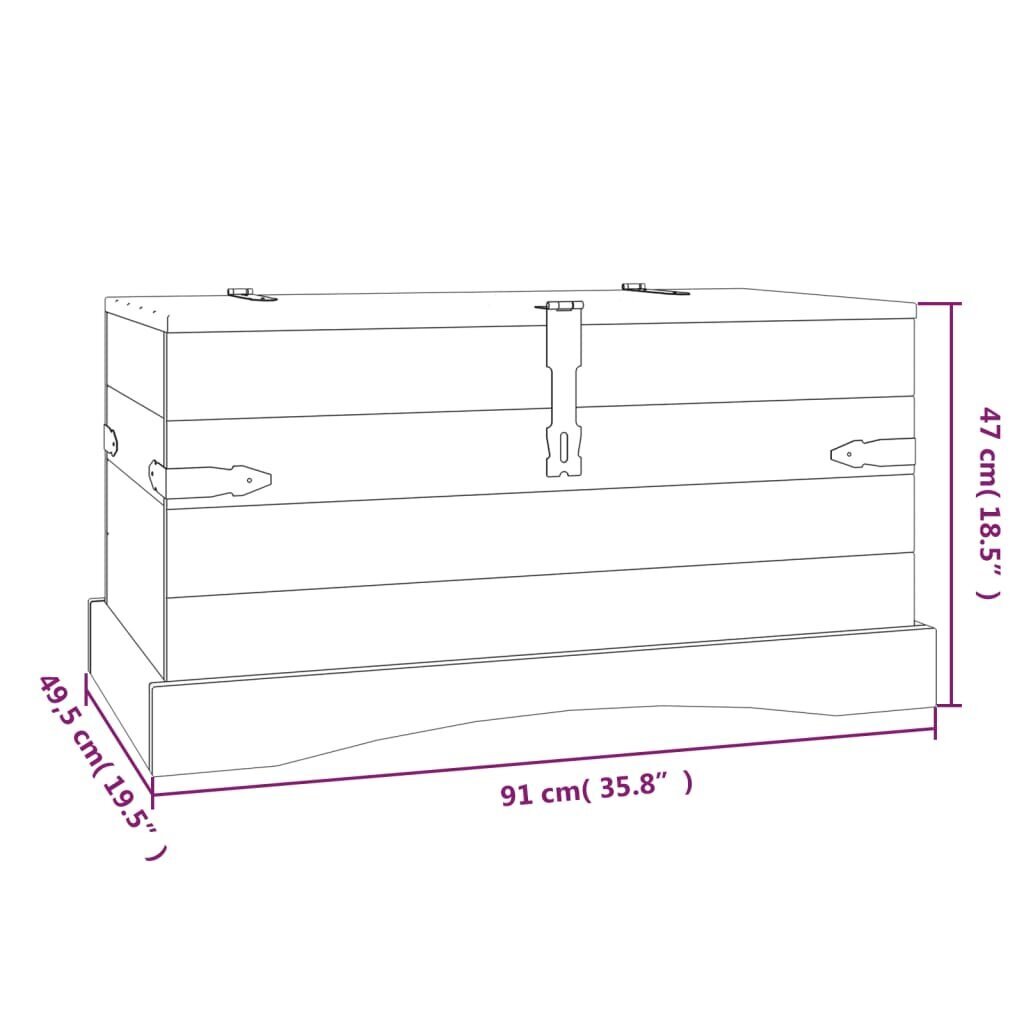 vidaXL koka lāde, 91x49,5x47 cm, Meksikas Corona stila priežkoks цена и информация | Veļas grozi un mantu uzglabāšanas kastes | 220.lv