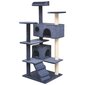 vidaXL kaķu māja ar sizala stabiem nagu asināšanai, 125 cm, tumši zila cena un informācija | Kaķu mājas, nagu asināmie | 220.lv
