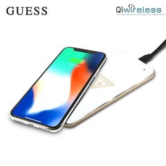 Guess GUWCP850TLBK Универсальная QI индуктивная безпроводная зарядка - подставка с USB питанием Белая/Золотая цена и информация | Зарядные устройства для телефонов | 220.lv