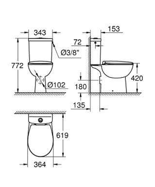 Grohe Bau Ceramic Rimless tualetes pods ar lēni nolaižamu vāku 39496000 цена и информация | Tualetes podi | 220.lv