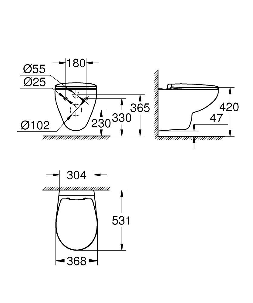 Grohe Bau Ceramic piekarināms pods ar lēnās aizvēršanas vāku, 39351000 цена и информация | Tualetes podi | 220.lv