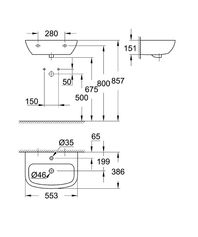 GROHE Bau keramikas izlietne, 55cm 39440000 cena un informācija | Izlietnes | 220.lv