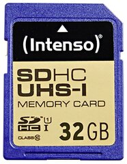 Atmiņas karte Intenso SDHC UHS-I 32GB CL10 цена и информация | Карты памяти для фотоаппаратов | 220.lv