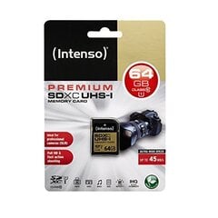 Atmiņas karte Intenso SDHC UHS-I 64GB CL10 цена и информация | Карты памяти для фотоаппаратов | 220.lv
