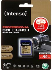 Atmiņas karte Intenso SDXC 64GB CL10 cena un informācija | Atmiņas kartes fotokamerām | 220.lv