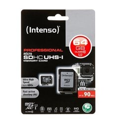 Карта памяти Intenso micro SD UHS-I 64GB CL10 цена и информация | Карты памяти для мобильных телефонов | 220.lv