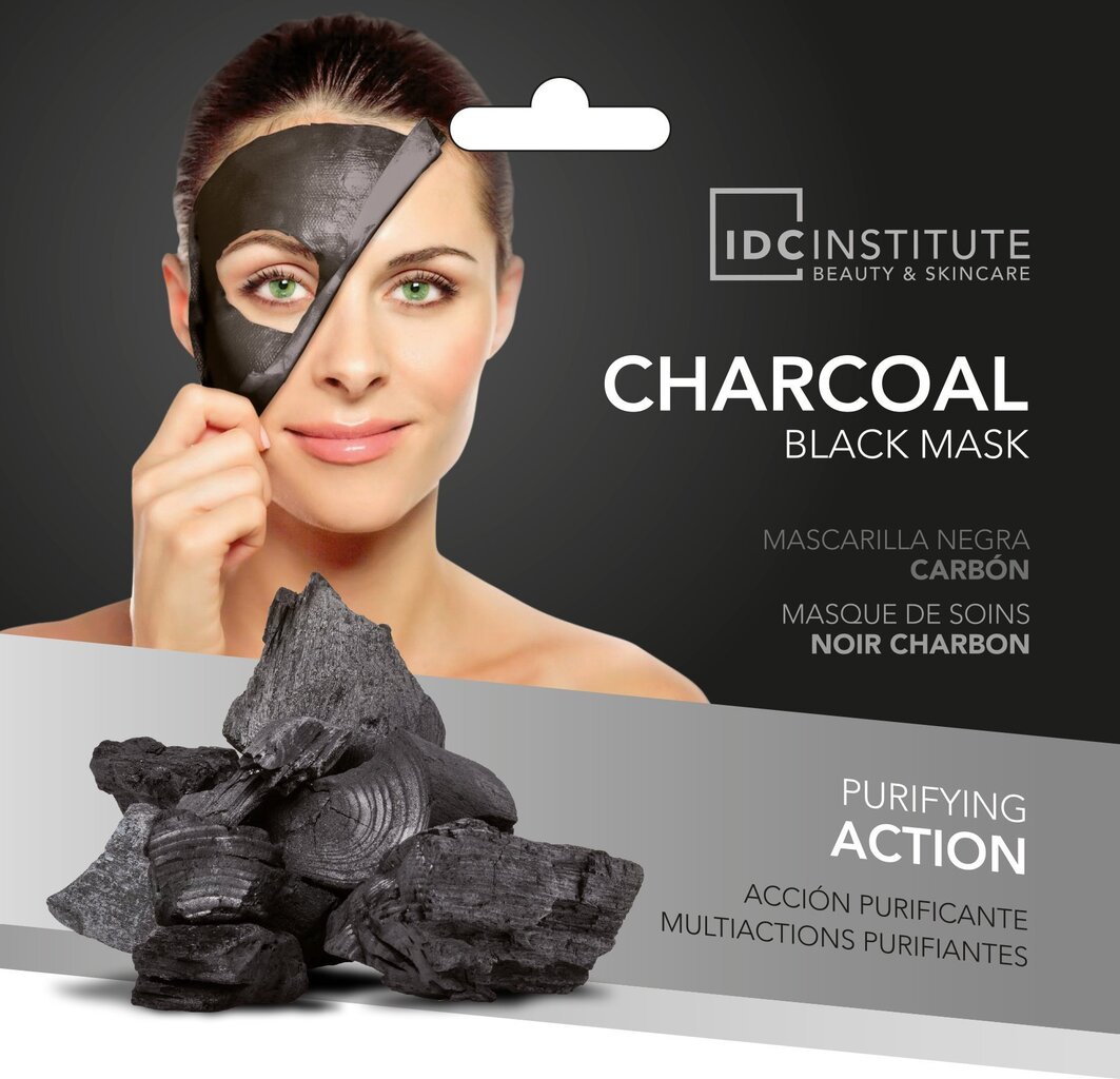 Attīrošā sejas maska IDC Institute Charcoal Black Mask 22 g cena un informācija | Sejas maskas, acu maskas | 220.lv