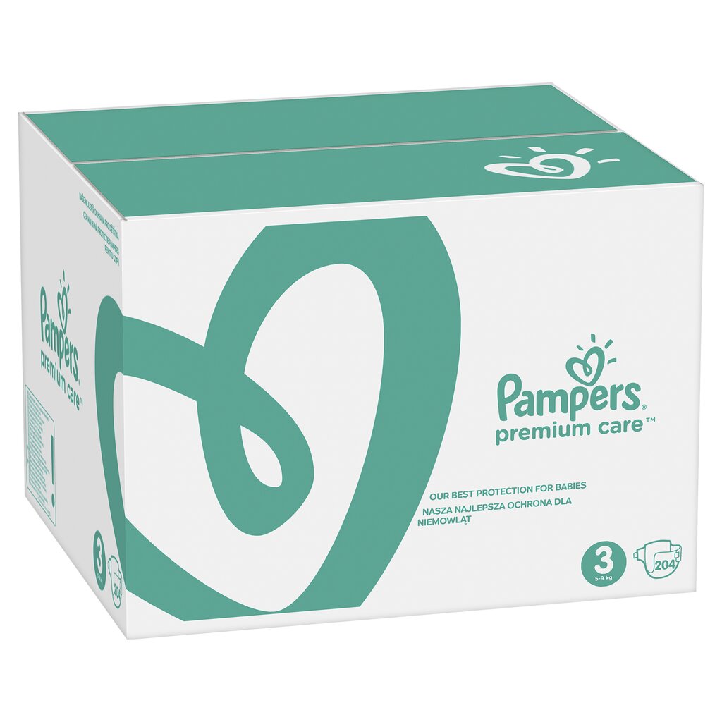 Autiņi PAMPERS Premium Monthly Pack 3 izmērs, 6-10kg, 204 gab cena un informācija | Autiņbiksītes | 220.lv