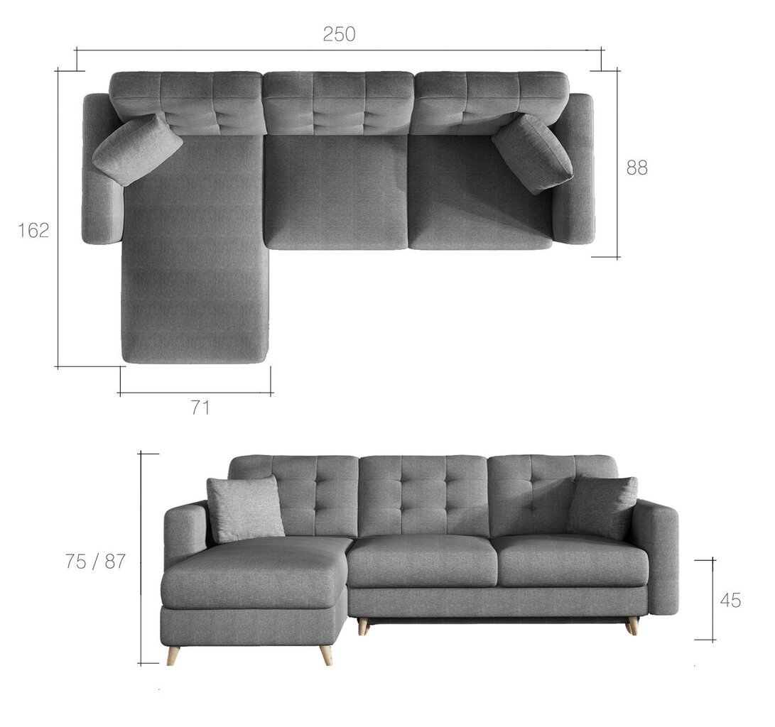 Universāls stūra dīvāns NORE Asgard, melns cena un informācija | Stūra dīvāni | 220.lv