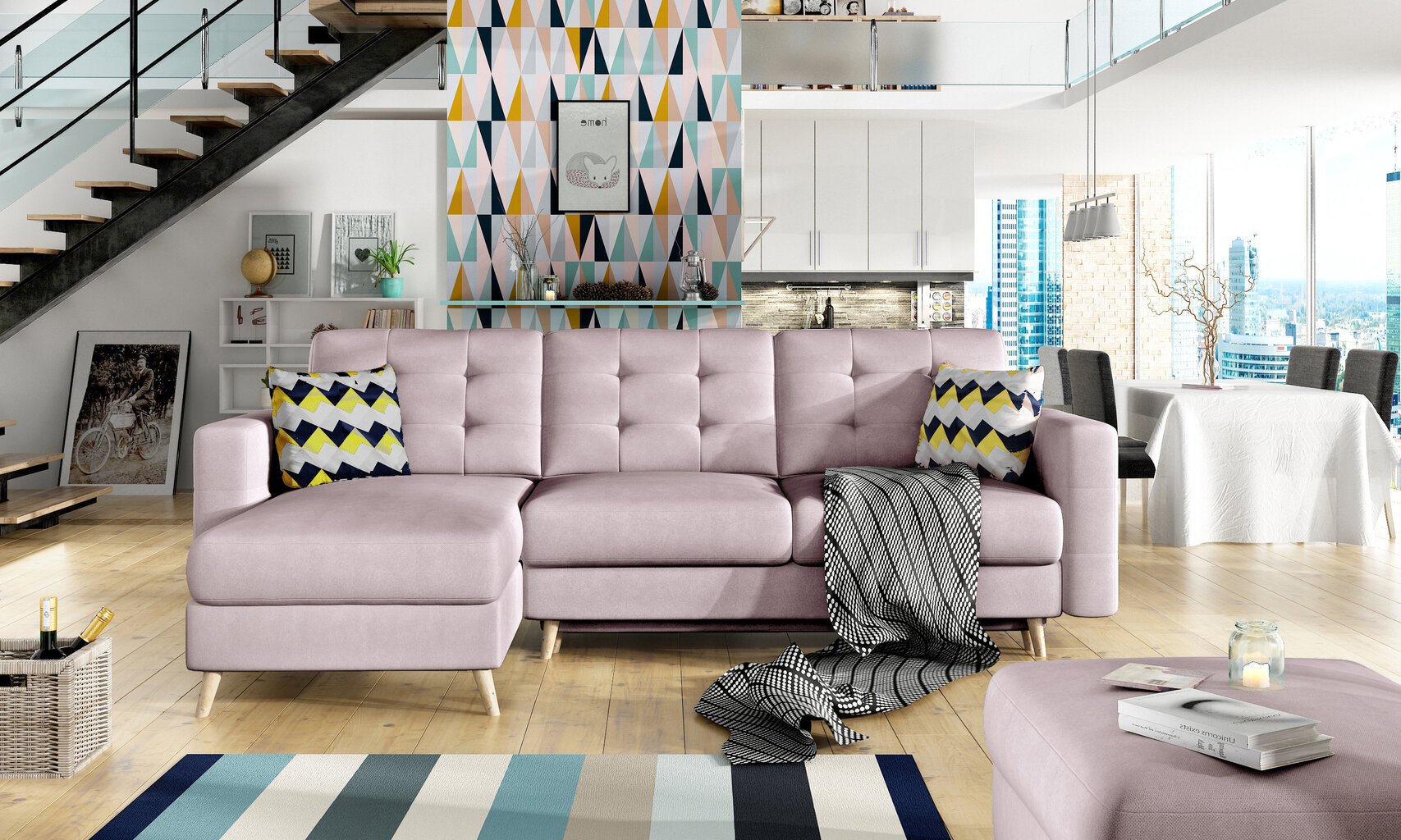 Universāls stūra dīvāns Asgard, rozā cena un informācija | Stūra dīvāni | 220.lv