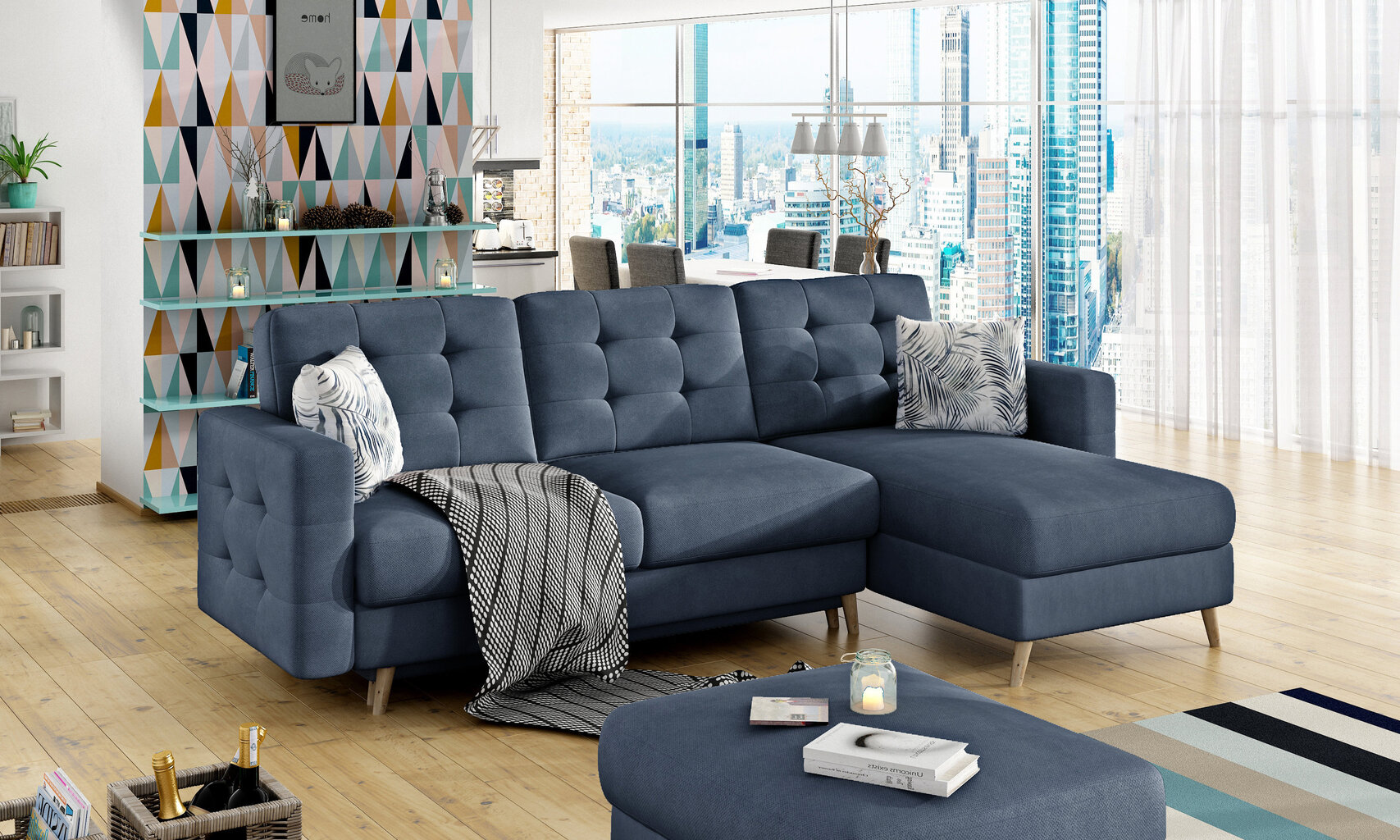 Universāls stūra dīvāns NORE Asgard, tumši zils цена и информация | Stūra dīvāni | 220.lv