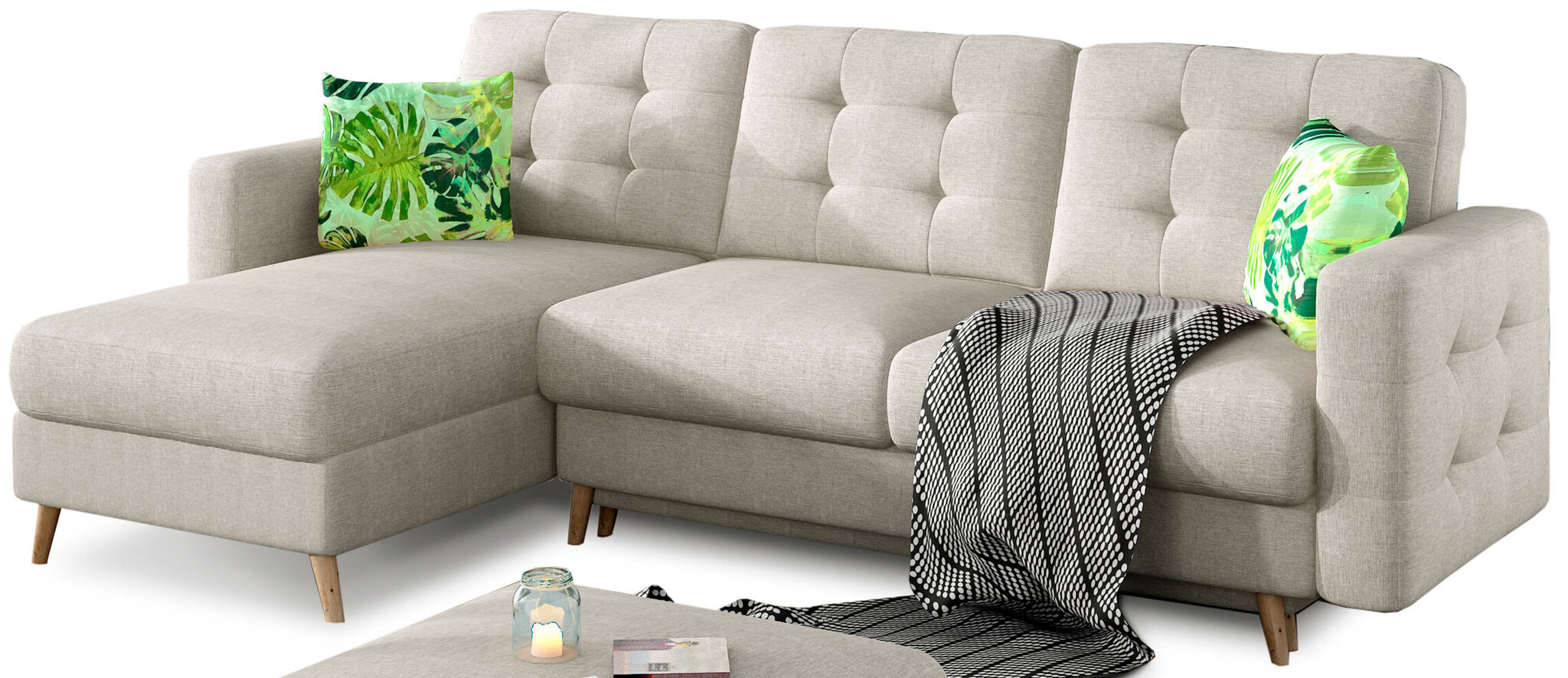 Universāls stūra dīvāns NORE Asgard, smilškrāsas cena un informācija | Stūra dīvāni | 220.lv