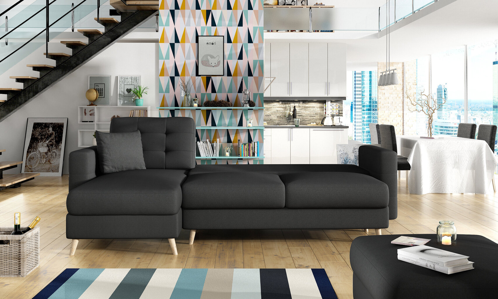 Universāls stūra dīvāns NORE Asgard, smilškrāsas cena un informācija | Stūra dīvāni | 220.lv