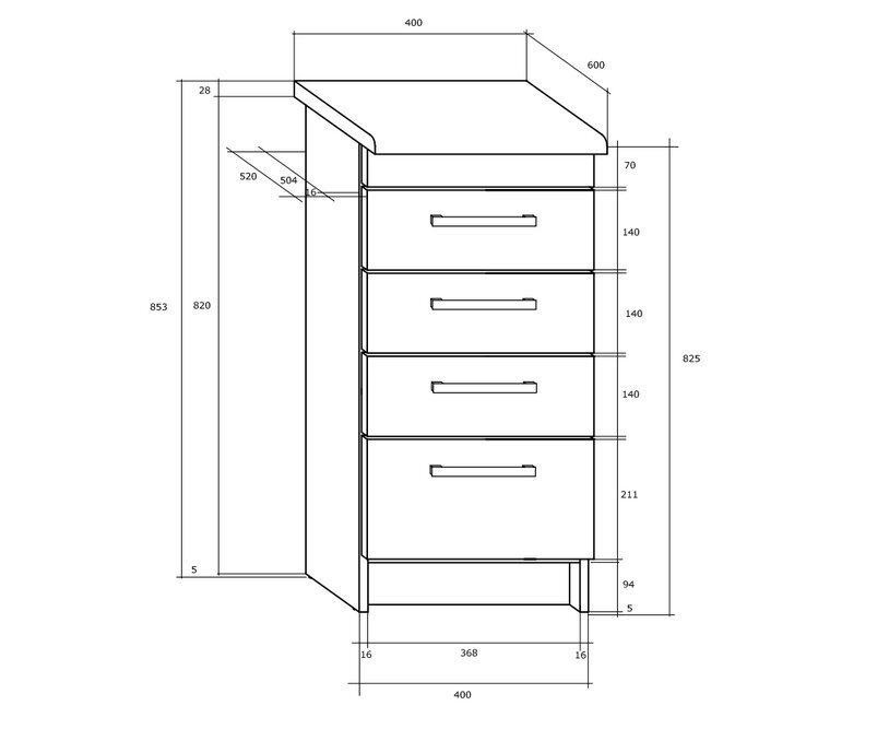 Virtuves skapis Milo S40/4SZ, ozols cena un informācija | Virtuves skapīši | 220.lv