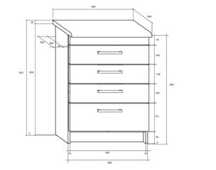 Кухонный шкаф  Milo S60/4SZ, дуб цена и информация | Кухонные шкафчики | 220.lv