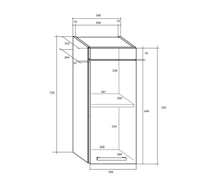 Virtuves skapis Meblocross Milo W30, brūns цена и информация | Virtuves skapīši | 220.lv