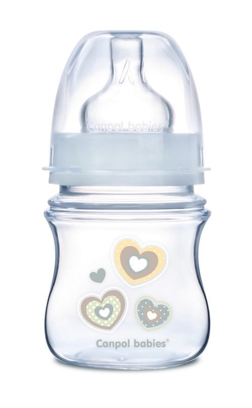 CANPOL pudelīte ar platu kakliņu Easy Start Newborn Anti-colic, 120 ml, 35/216, bēša cena un informācija | Bērnu pudelītes un to aksesuāri | 220.lv