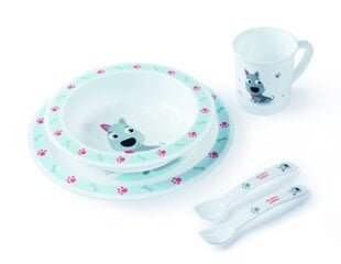 CANPOL  Пластиковая посуда и набор столовых приборов, 5 частей 4/401, собака цена и информация | Детская посуда, контейнеры для молока и еды | 220.lv