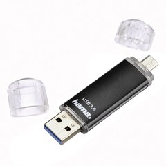 USB-накопитель Hama Laeta Twin, USB 2.0​​​​​​, 32 ГБ, 10 МБ/с, черный цена и информация | USB накопители | 220.lv