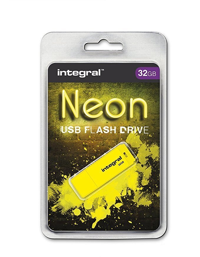 USB zibatmiņa Integral NEON 32 GB USB 2.0, dzeltena cena un informācija | USB Atmiņas kartes | 220.lv