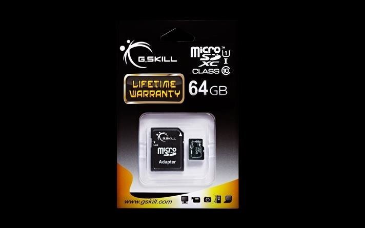 Atmiņas karte G.Skill microSDXC 64 GB, klase 10 UHS-I + Adapteris цена и информация | Atmiņas kartes mobilajiem telefoniem | 220.lv