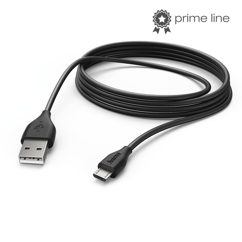 Micro USB kabelis Hama, 3 m, melns cena un informācija | Savienotājkabeļi | 220.lv