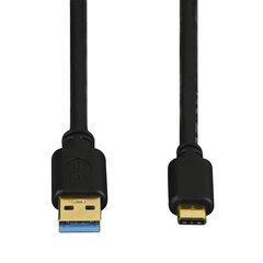 USB-C kabeļa adapteris, USB-C spraudnis - USB 3.1 A spraudnis, zelta pārklājums, 1,8 m, melns cena un informācija | Savienotājkabeļi | 220.lv