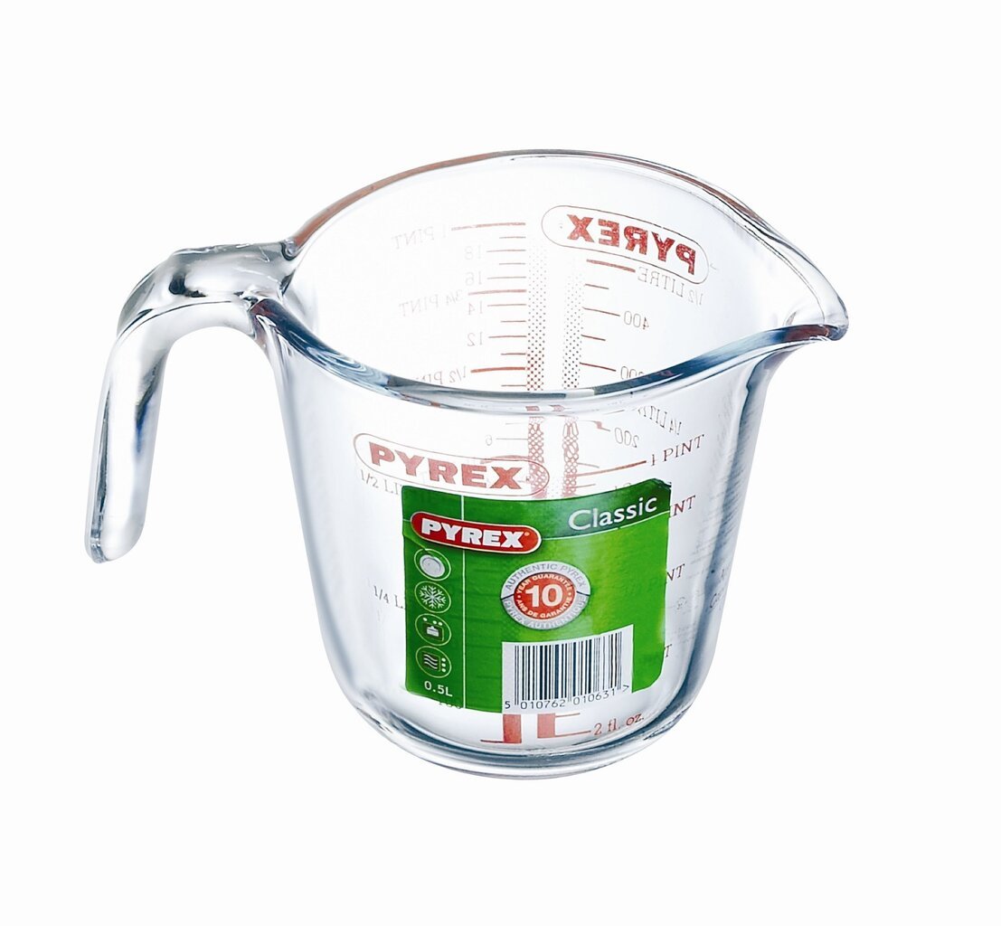 Mērkrūze Pyrex Classic Vidrio Caurspīdīgs Stikls: Tilpums - 0,5 L cena un informācija | Virtuves piederumi | 220.lv